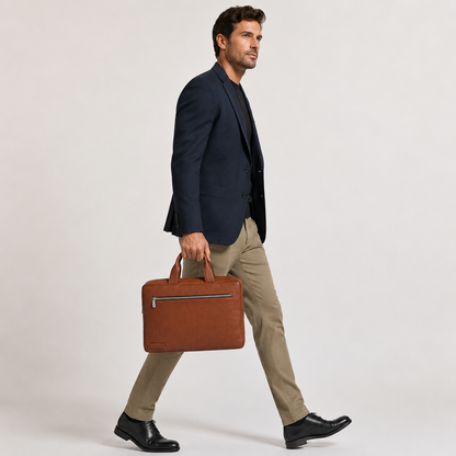 Plevier Jimmy laptoptas 16 inch cognac