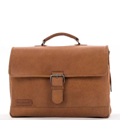 Plevier Quartz briefcase 15.6 inch cognac