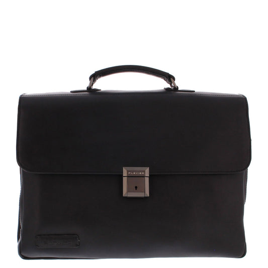 Plevier Morse leather briefcase 15.6 inch black